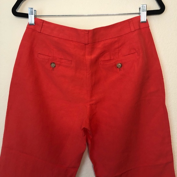 Banana Republic Logan Bright Orange Cropped Linen Pants Size 2 - Picture 5 of 6